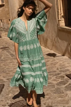 Online Flirty V-Neck Maxi- Soleil Sage Maxis|Dresses