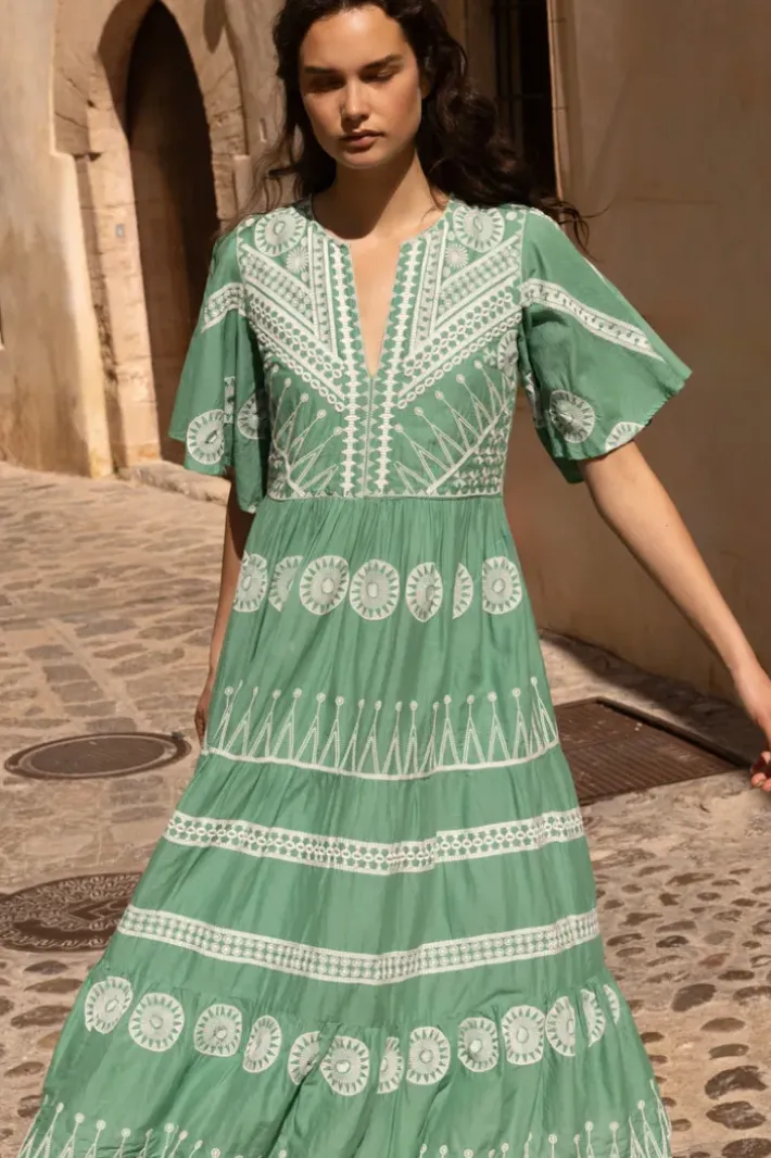 Online Flirty V-Neck Maxi- Soleil Sage Maxis|Dresses