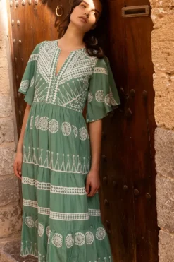 Online Flirty V-Neck Maxi- Soleil Sage Maxis|Dresses