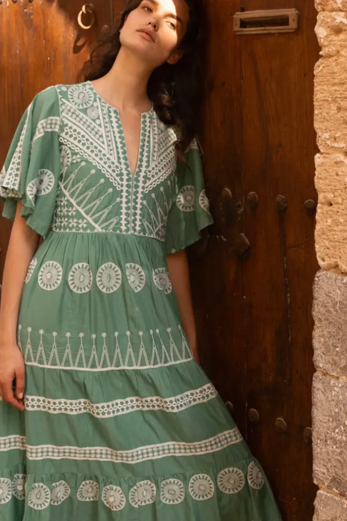 Online Flirty V-Neck Maxi- Soleil Sage Maxis|Dresses