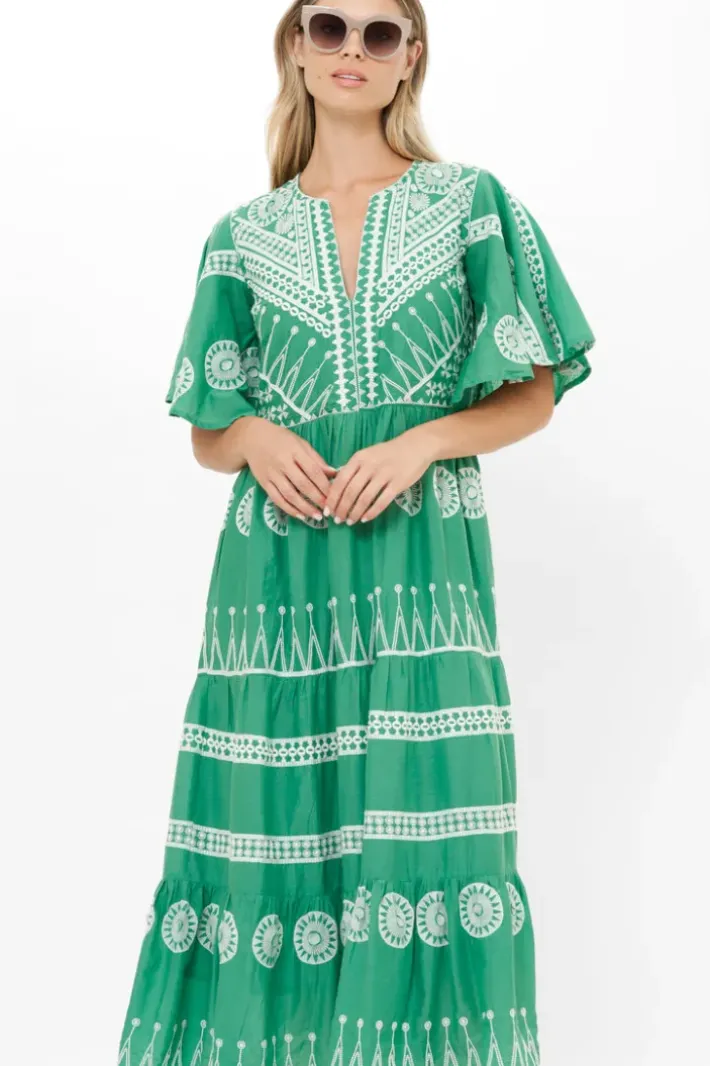 Online Flirty V-Neck Maxi- Soleil Sage Maxis|Dresses