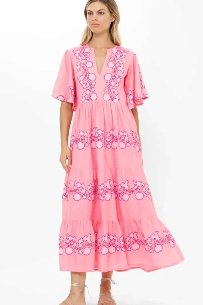 Outlet Flirty V-Neck Maxi- Tangier Pink Dresses|Maxis