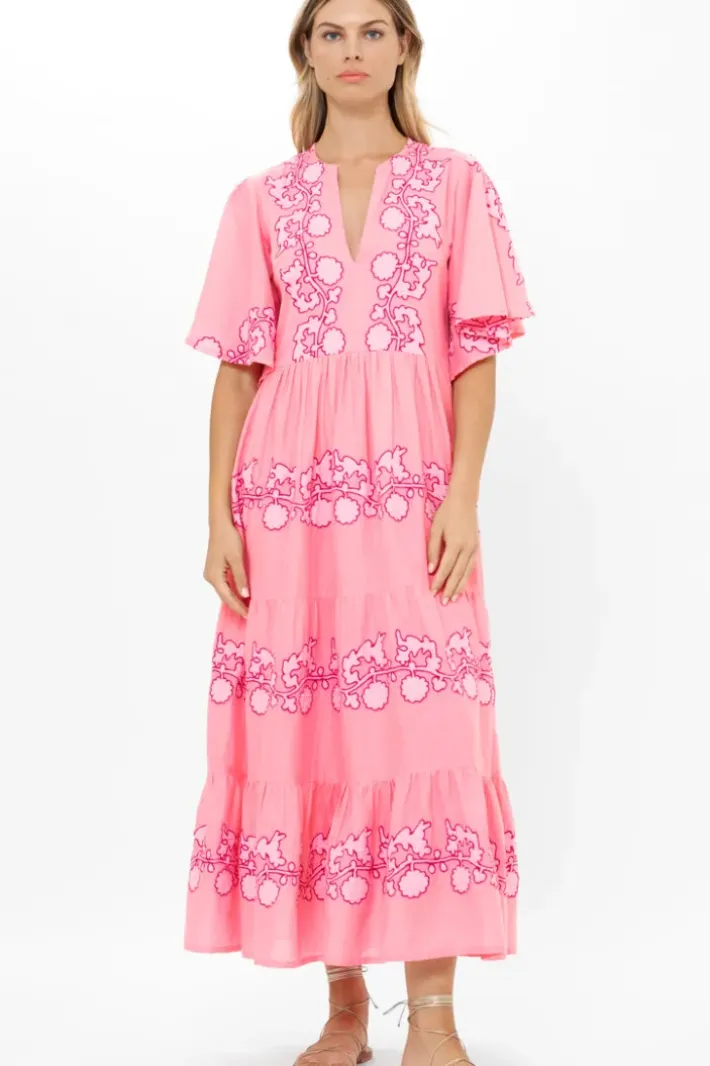 Outlet Flirty V-Neck Maxi- Tangier Pink Dresses|Maxis