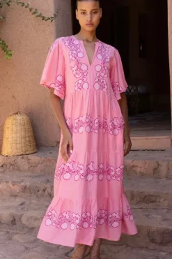 Outlet Flirty V-Neck Maxi- Tangier Pink Dresses|Maxis