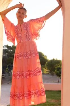 Outlet Flirty V-Neck Maxi- Tangier Pink Dresses|Maxis