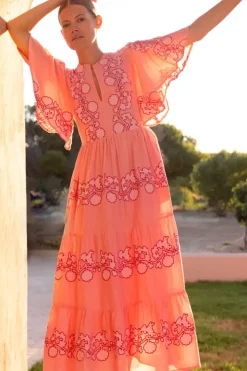 Outlet Flirty V-Neck Maxi- Tangier Pink Dresses|Maxis