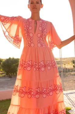 Outlet Flirty V-Neck Maxi- Tangier Pink Dresses|Maxis