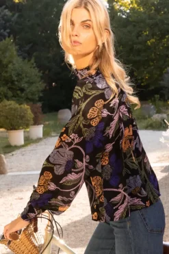 Sale High Neck Blouse- Turin Peri Tops