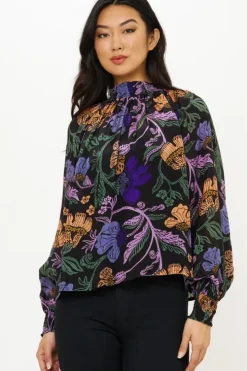 Sale High Neck Blouse- Turin Peri Tops