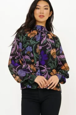 Sale High Neck Blouse- Turin Peri Tops