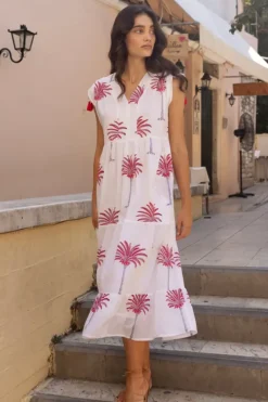 New Kaftan Midi- Canary Coral Dresses