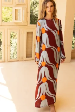 Best Long Sleeve Shift Maxi- Tulip Orange Maxis