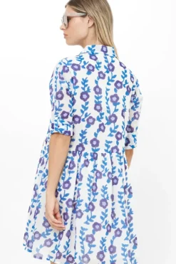 Online Long Sleeve Shirt Dress Mini- Toscana Blue Short & Mini Dresses|Dresses