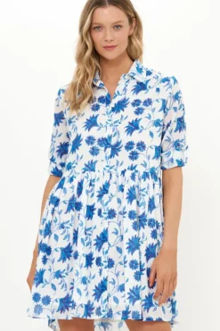 Clearance Long Sleeve Shirt Dress Mini- Marion Blue Short & Mini Dresses|Dresses
