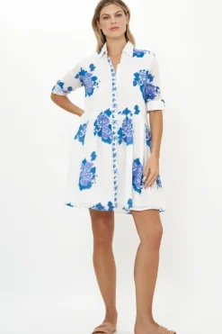 New Long Sleeve Shirt Dress Mini- Portofino Blue Short & Mini Dresses|Dresses