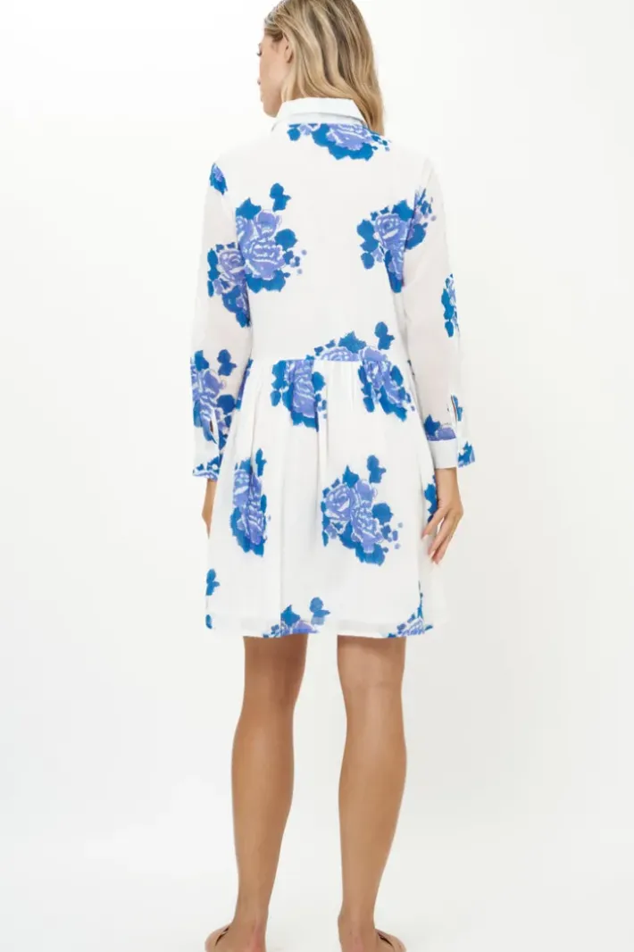 New Long Sleeve Shirt Dress Mini- Portofino Blue Short & Mini Dresses|Dresses