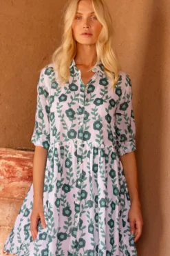 Best Long Sleeve Shirt Dress Mini- Toscana Green Short & Mini Dresses|Dresses