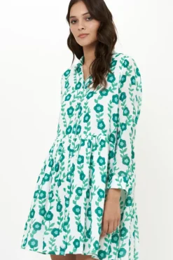 Best Long Sleeve Shirt Dress Mini- Toscana Green Short & Mini Dresses|Dresses