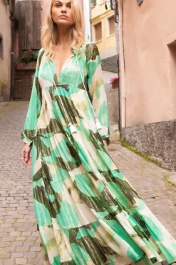 Hot Long Sleeve Tassel Maxi- Ginkgo Green Maxis|Dresses