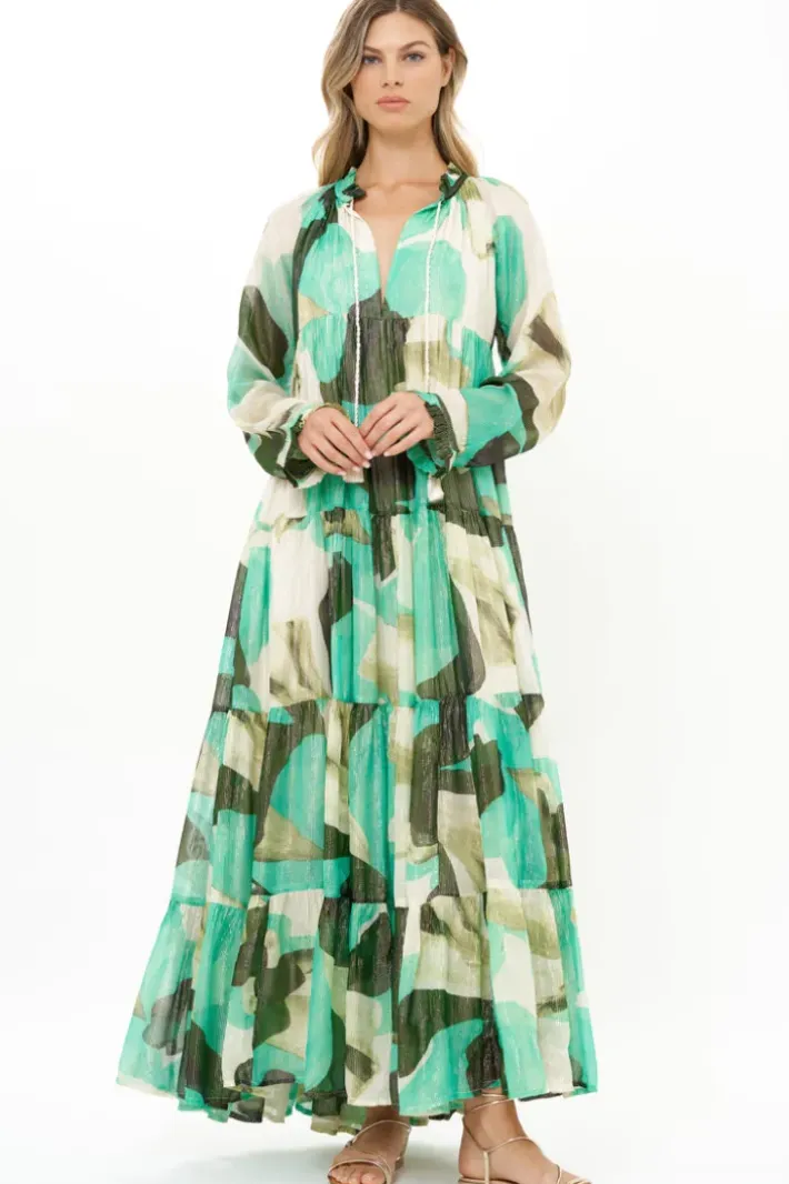 Hot Long Sleeve Tassel Maxi- Ginkgo Green Maxis|Dresses