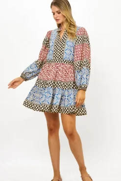 Hot Long Sleeve Yoke Dress- Sultan Black Short & Mini Dresses
