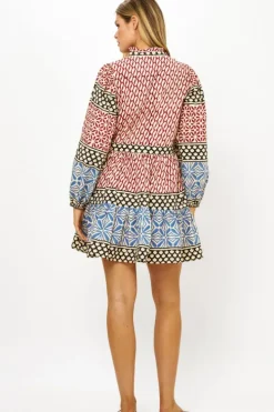 Hot Long Sleeve Yoke Dress- Sultan Black Short & Mini Dresses