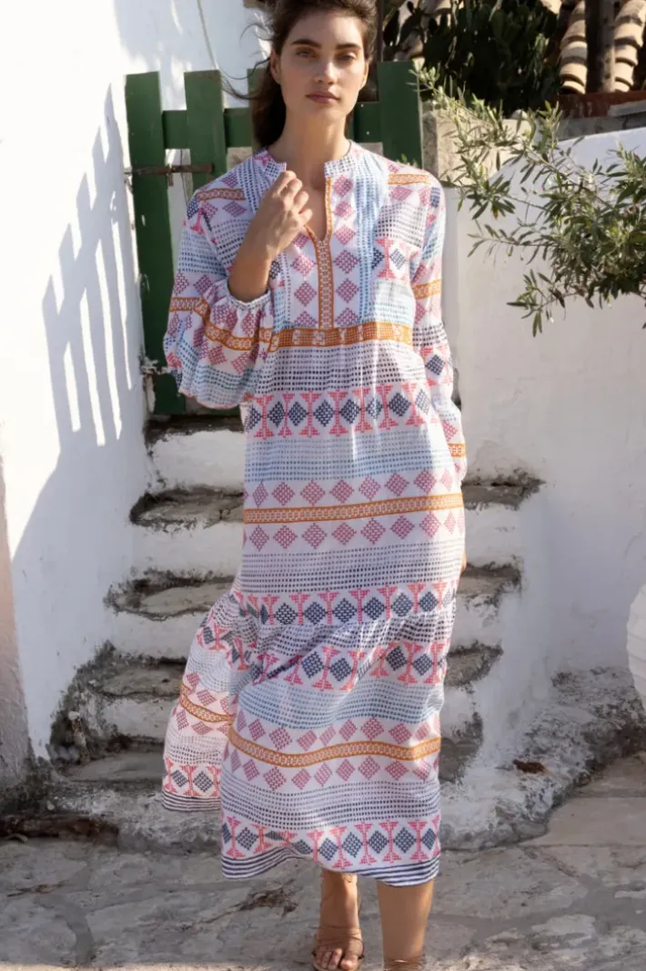 Online Long Sleeve Yoke Maxi- Casablanca Multi Maxis|Dresses