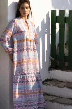 Online Long Sleeve Yoke Maxi- Casablanca Multi Maxis|Dresses