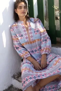 Online Long Sleeve Yoke Maxi- Casablanca Multi Maxis|Dresses