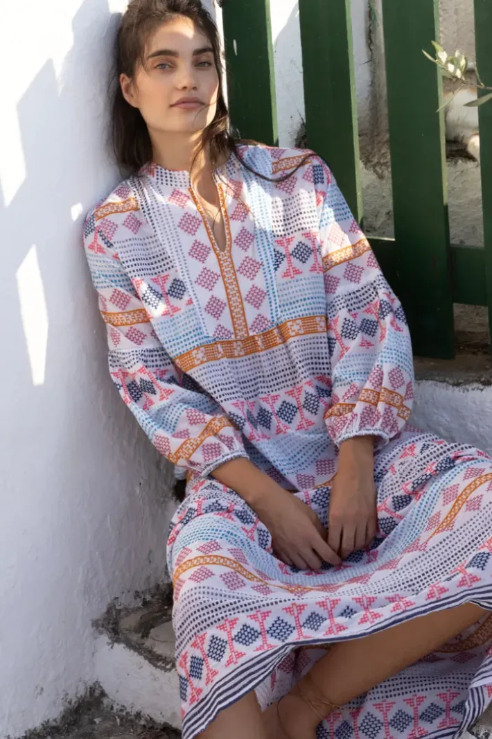 Online Long Sleeve Yoke Maxi- Casablanca Multi Maxis|Dresses
