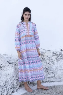 Online Long Sleeve Yoke Maxi- Casablanca Multi Maxis|Dresses