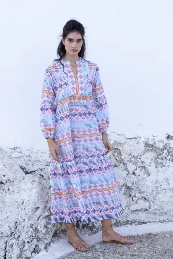 Online Long Sleeve Yoke Maxi- Casablanca Multi Maxis|Dresses