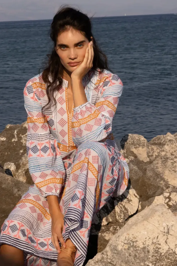 Online Long Sleeve Yoke Maxi- Casablanca Multi Maxis|Dresses
