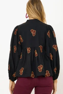 Mandarin Balloon Top- Almay Black Tops