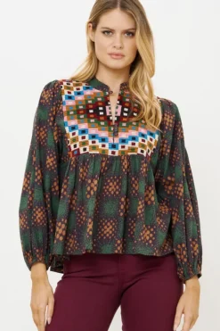 Clearance Mandarin Balloon Top- Matrix Forest Matching Sets|Tops