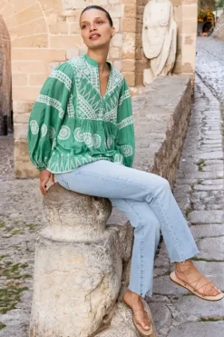 Clearance Mandarin Balloon Top- Soleil Sage Tops