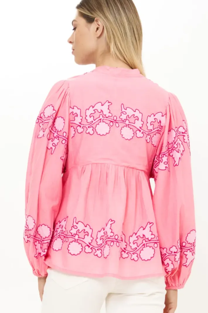 New Mandarin Balloon Top- Tangier Pink Tops
