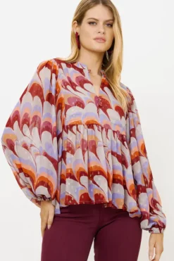 Hot Mandarin Balloon Top- Venice Cognac Tops