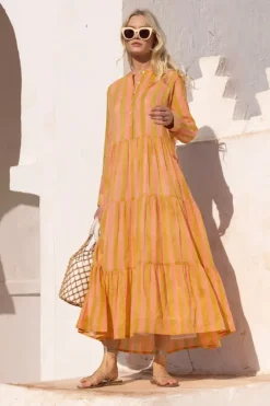 Clearance Mandarin Maxi- Cabana Coral Maxis|Dresses