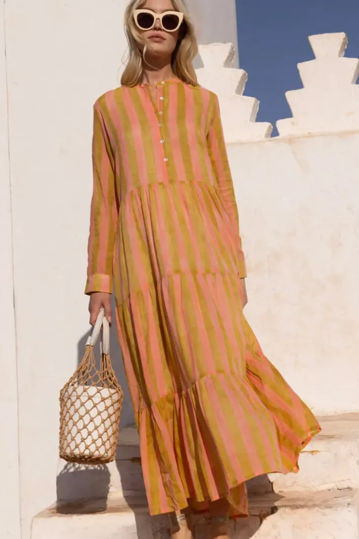 Clearance Mandarin Maxi- Cabana Coral Maxis|Dresses