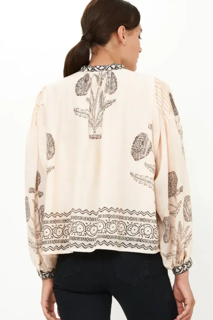 Sale Mandarin Pintuck Blouse- Samba Black Tops