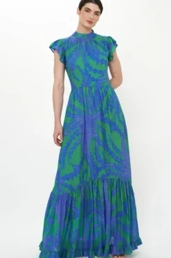 Best Mock Neck Flutter Maxi- Thistle Green Maxis|Dresses
