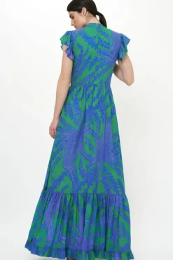 Best Mock Neck Flutter Maxi- Thistle Green Maxis|Dresses