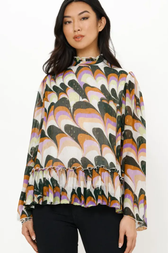 Discount Peplum Blouse- Venice Lime Tops