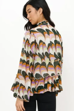 Discount Peplum Blouse- Venice Lime Tops