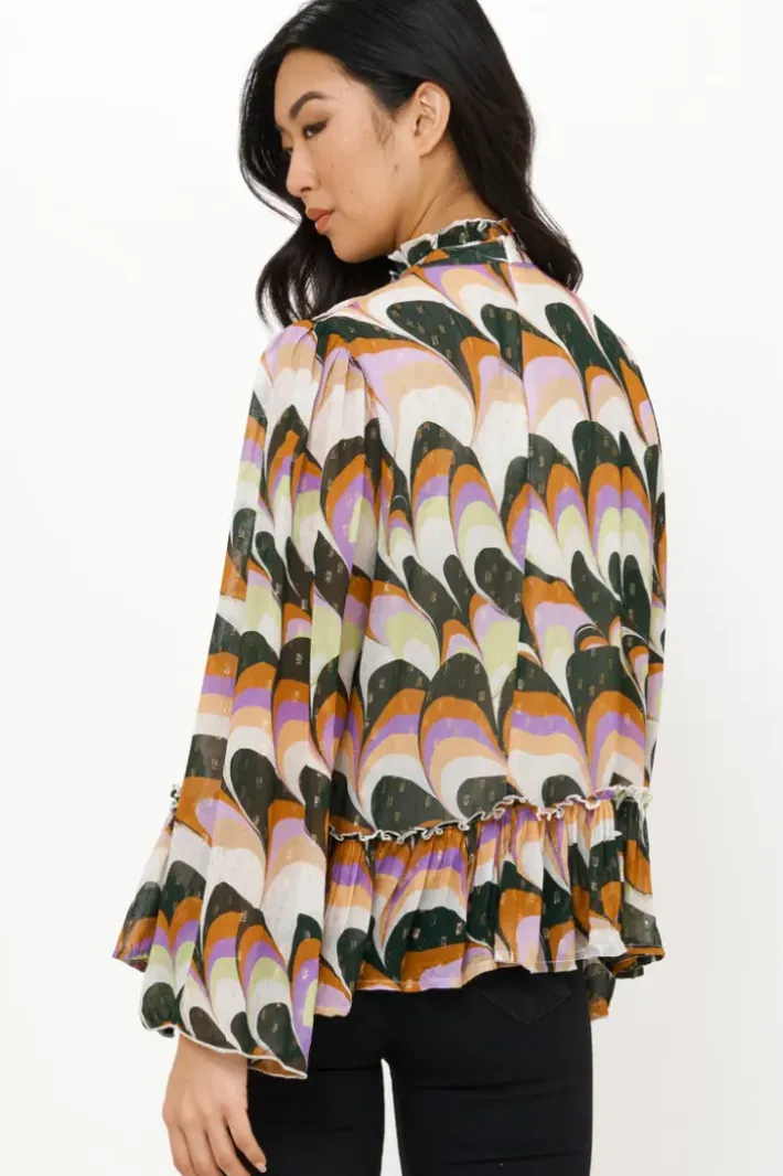 Discount Peplum Blouse- Venice Lime Tops