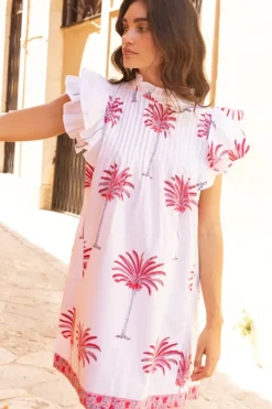 Best Pintuck Ruffle Mini- Canary Coral Short & Mini Dresses|Dresses