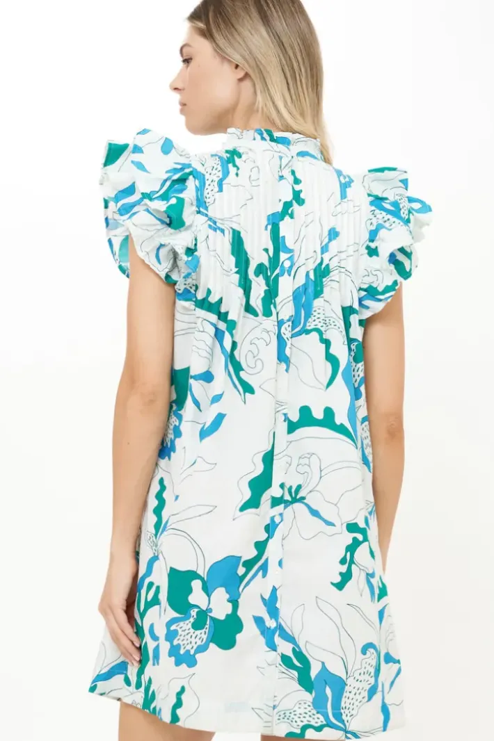 Clearance Pintuck Ruffle Mini- Orchid Green Short & Mini Dresses|Dresses