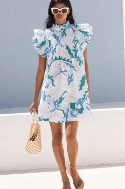 Clearance Pintuck Ruffle Mini- Orchid Green Short & Mini Dresses|Dresses