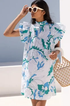 Clearance Pintuck Ruffle Mini- Orchid Green Short & Mini Dresses|Dresses